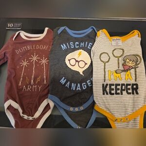 Warner Bros. Harry Potter Striped Onesie with Yellow Trim